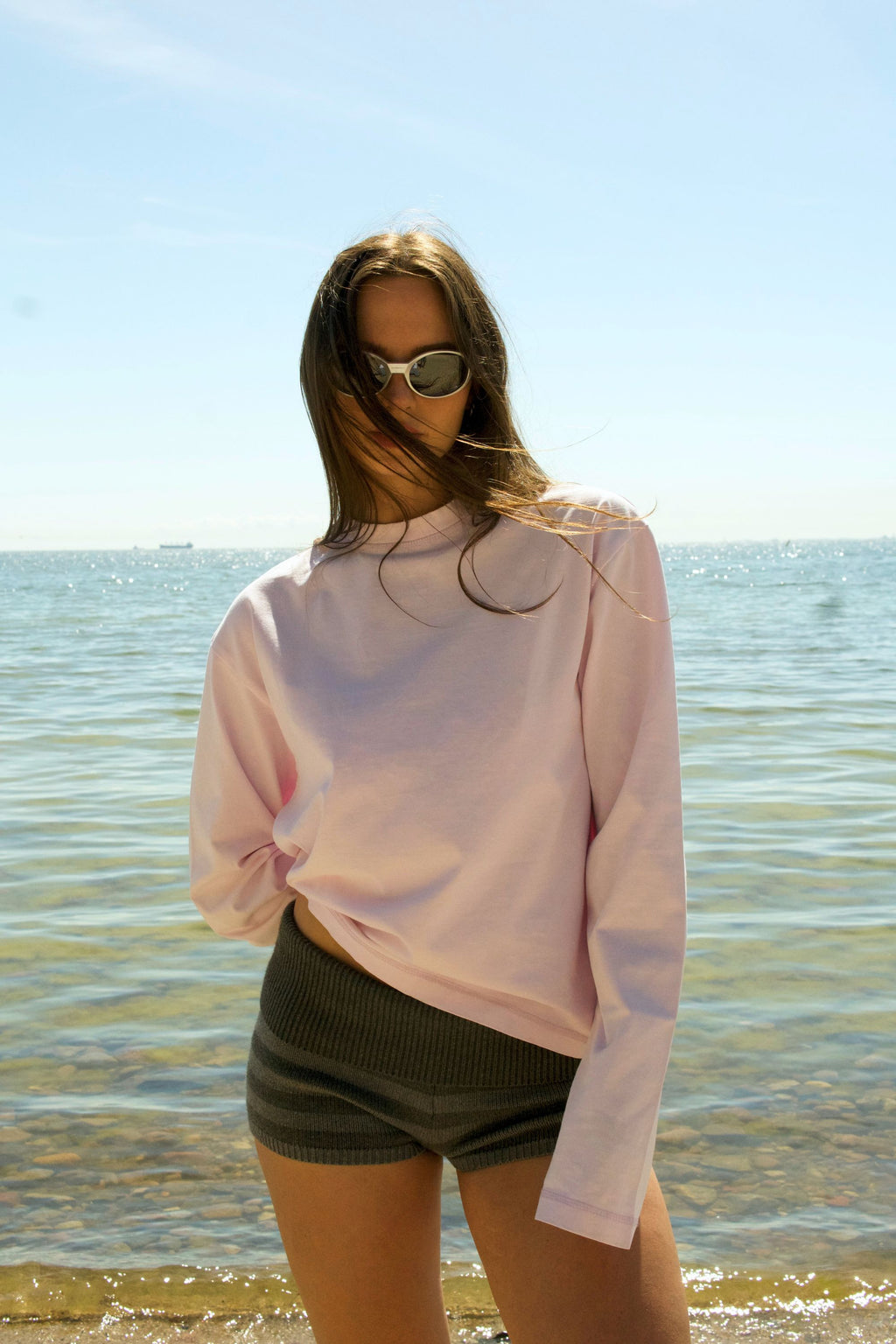 washed baby pink longsleeve