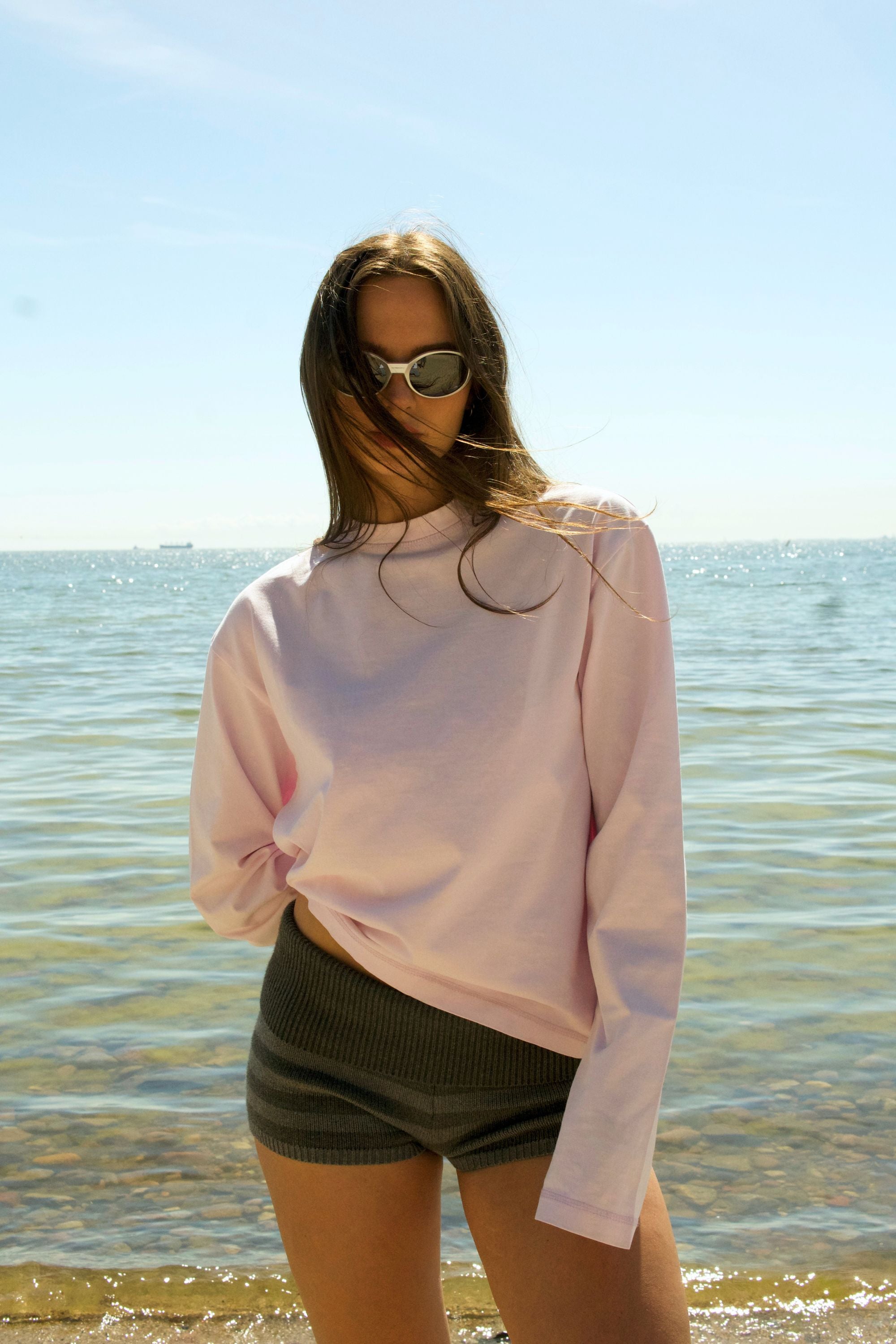 washed baby pink longsleeve